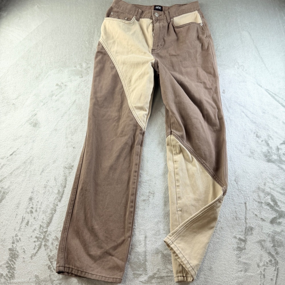 BDG Urban Outfitters Cowboy High Rise Two Tone Patchwork Jeans Brown Tan Size 28
